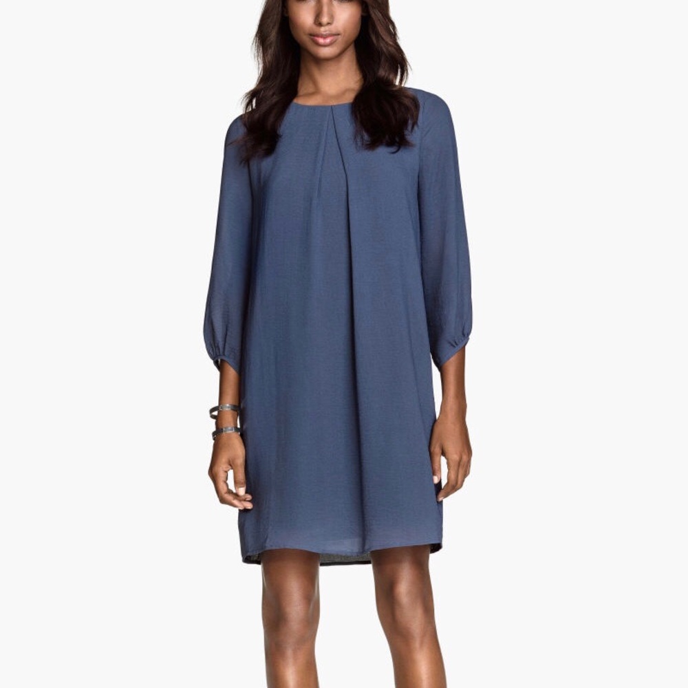 H&M Blue Long Sleeved Shift Dress